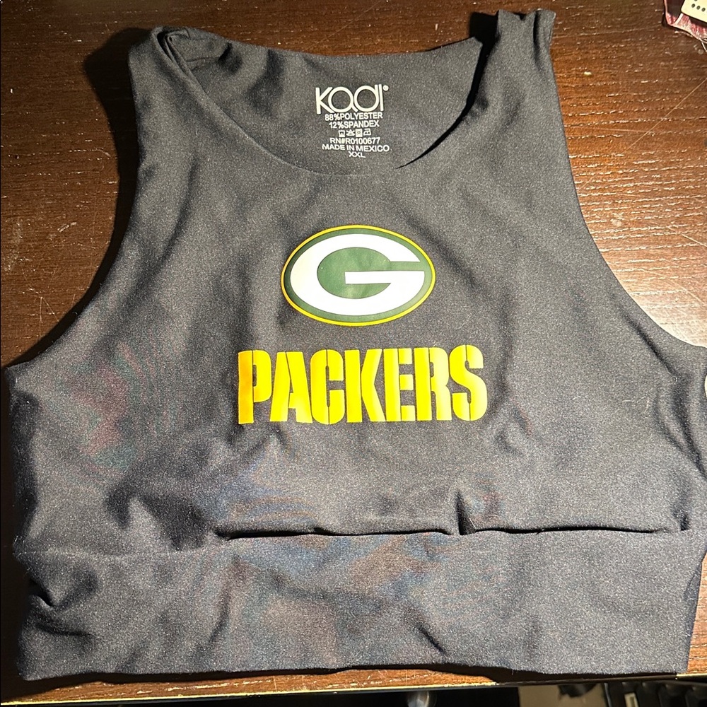 Black Crop Top with Packers Logo